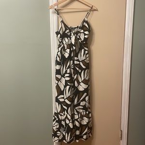 Tabitha Brown x Target Brown Neutral Botanical Tropical Linen Blend Maxi Dress